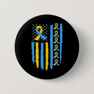 Flag Down Syndrome Awareness Dad Mum 6 Cm Round Badge