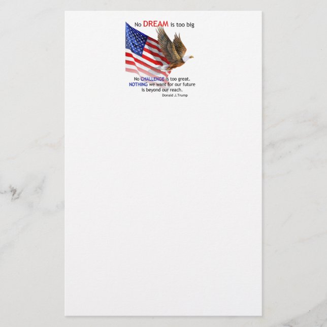 Flag & Eagle Donald J Trump Quote Stationery (Front)