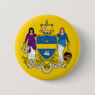 Flag/ Emblem of Philadelphia, PA 6 Cm Round Badge