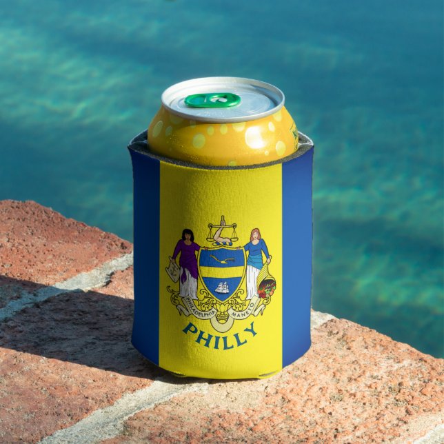 Flag/ Emblem of Philadelphia, PA Can Cooler (In Situ Pool)