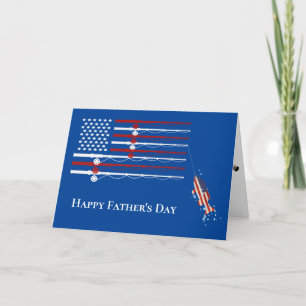Flag Fishing Poles for Dad Holiday Card