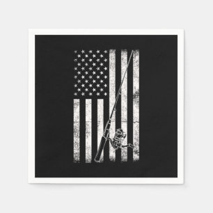 Flag Fishing Rod Hobby Fun Fishing Sea Ocean Gift Napkin