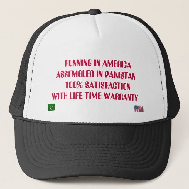 FLAG, FLAGUSA,    RUNNING IN AMERICA ASSEMBLED ... TRUCKER HAT (Front)