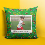 Flag Football Coach Player Personalised Cushion<br><div class="desc">Create a one of a kind gift that's perfect for flag football coaches and players when you add your own photo and your own custom message to this pillow. Your image and message are displayed against a patterned background featuring footballs and colourful flag belts.</div>