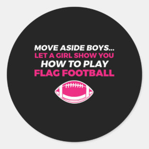 Flag Football Girl 1 Classic Round Sticker