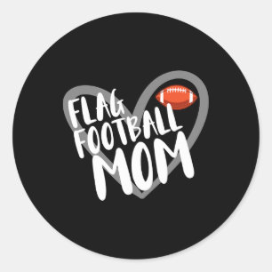 Flag Football Mum Heart  Classic Round Sticker
