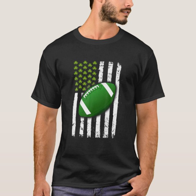 Flag Football Shamrock Sports St. Patrick's Day Gr T-Shirt (Front)