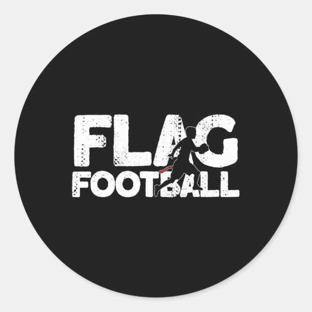 Flag Football Silhouette On Flag Football  Classic Round Sticker (Front)