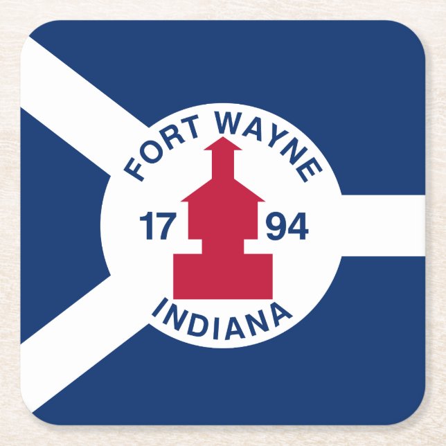 Flag Fort Wayne, Indiana Square Paper Coaster (Front)