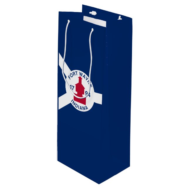 Flag Fort Wayne, Indiana Wine Gift Bag (Front Angled)