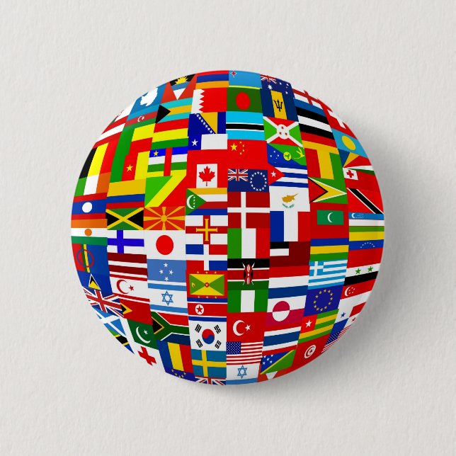 Flag Globe 6 Cm Round Badge (Front)