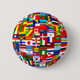 Flag Globe 6 Cm Round Badge