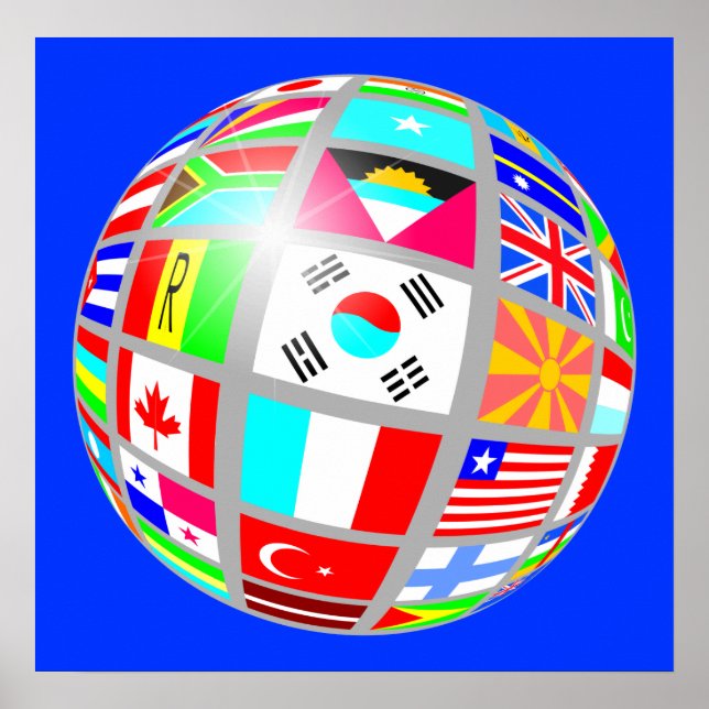 flag globe blue poster (Front)