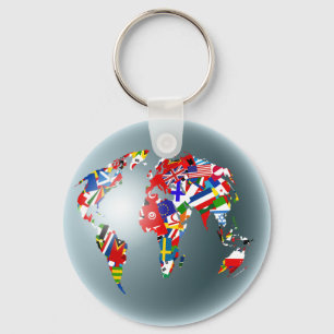 Flag Globe Key Ring
