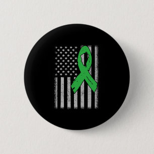 Flag Green Family Ribbon Kidney Disease Awareness  6 Cm Round Badge