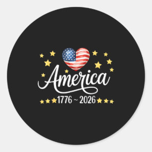 Flag heart 1776 2026 4th of july 250th birthday classic round sticker