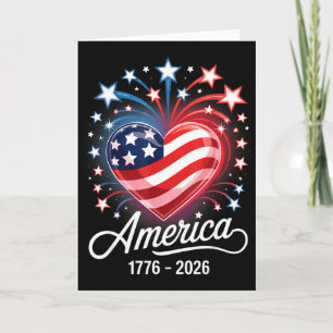 Flag Heart 1776 2026 July 4th 250th Birthday _1  Card