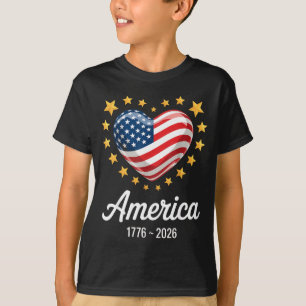 Flag Heart 1776 2026 July 4th 250th Birthday _2  T-Shirt