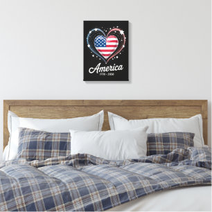 Flag Heart 1776 2026 July 4th 250th Birthday Canvas Print