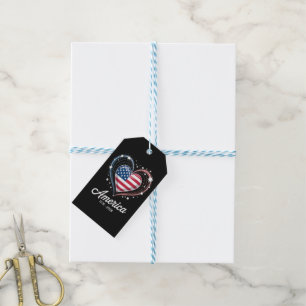 Flag Heart 1776 2026 July 4th 250th Birthday Gift Tags