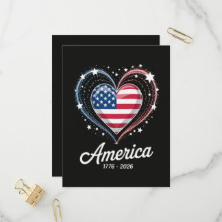 Flag Heart 1776 2026 July 4th 250th Birthday Invitation Postcard