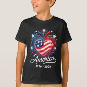 Flag Heart 1776 2026 July 4th 250th Birthday T-Shirt