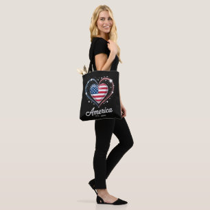 Flag Heart 1776 2026 July 4th 250th Birthday Tote Bag