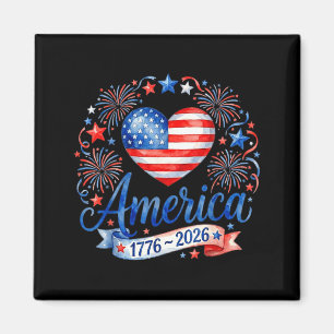 Flag heart america 1776 2026 funny 4th of july magnet
