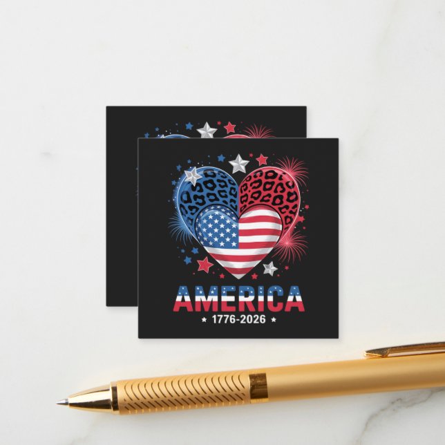 Flag Heart Leopard 1776 2026 July 4th  Enclosure Card (Front/Back In Situ)