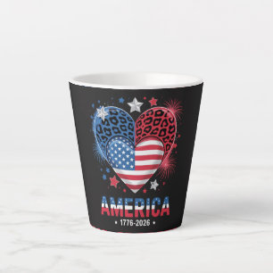 Flag Heart Leopard 1776 2026 July 4th Latte Mug