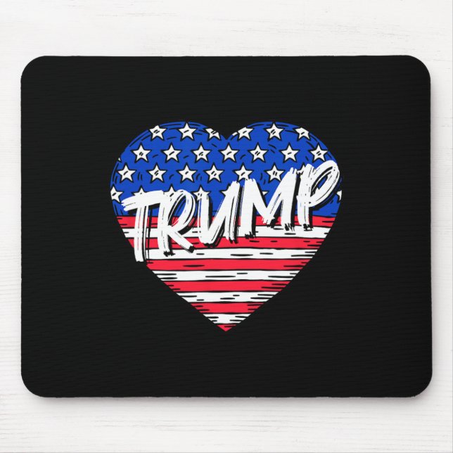 Flag Heart Love Trump  Mouse Pad (Front)