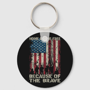 Flag Home Of The Free Because Of The Brave Veteran Key Ring