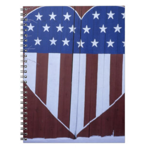 Flag in heart shape painted on barn after 9-11. notebook