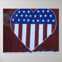 Flag in heart shape painted on barn after 9-11.