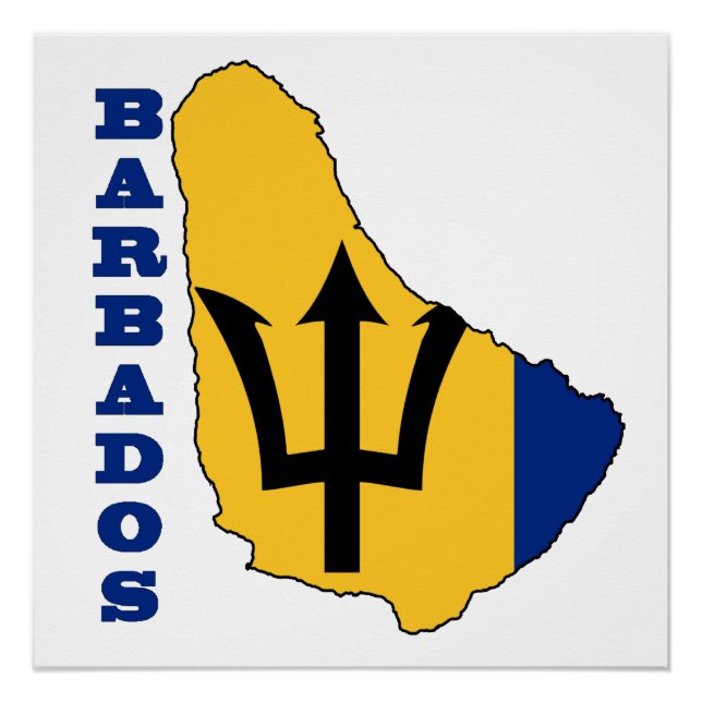 Flag in Map Barbados Poster (Front)