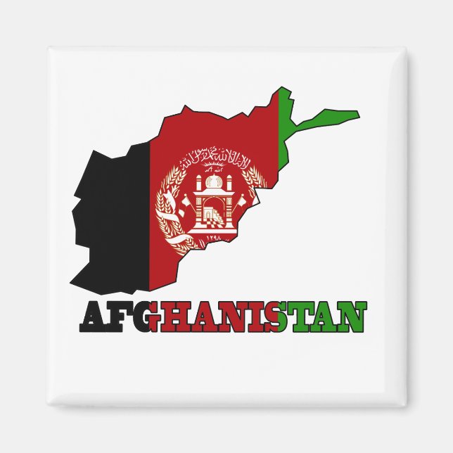 Flag in Map of Afghanistan Magnet (Front)