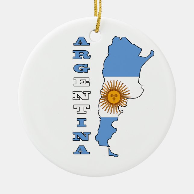 Flag in Map of Argentina Ceramic Tree Decoration (Front)