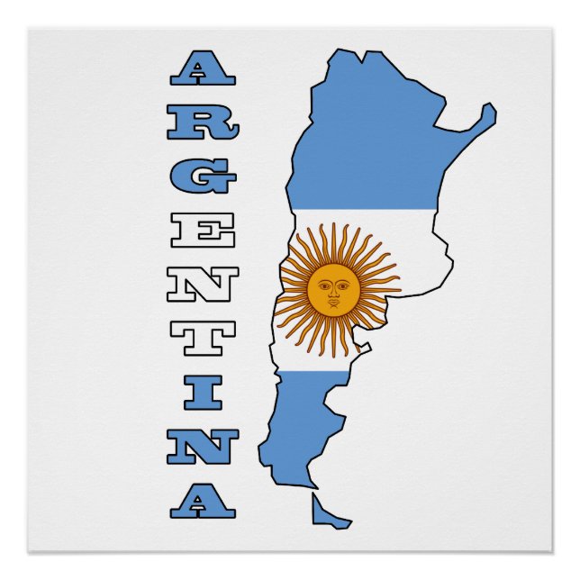 Flag in Map of Argentina Poster (Front)