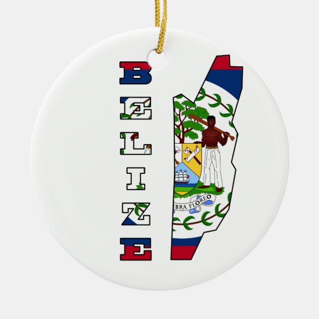 Flag in Map of Belise Ceramic Tree Decoration (Front)