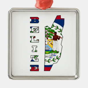Flag in Map of Belise Metal Tree Decoration