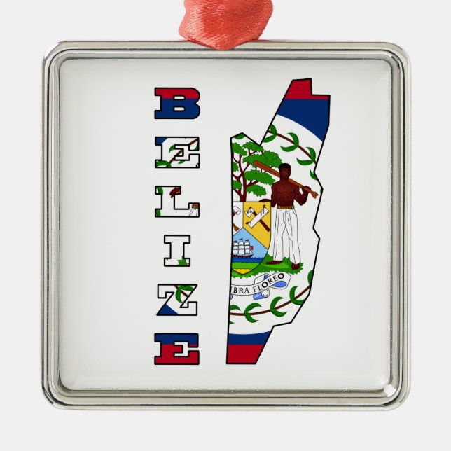Flag in Map of Belise Metal Tree Decoration (Front)