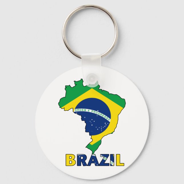 Flag in Map of Brazil Key Ring (Front)