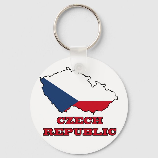Flag in Map of Czech Republic Key Ring (Front)