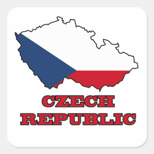 Flag in Map of Czech Republic Square Sticker