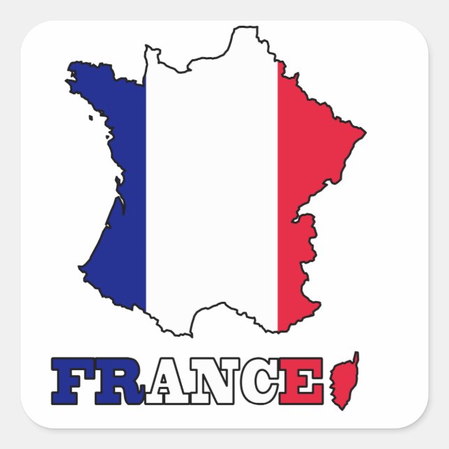 Flag in Map of France Square Sticker (Front)
