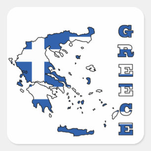 Flag in Map of Greece Square Sticker