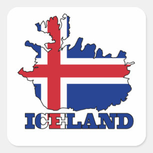 Flag in Map of Iceland Square Sticker