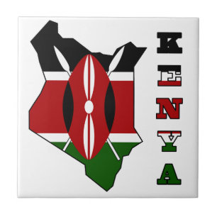 Flag in Map of Kenya Tile
