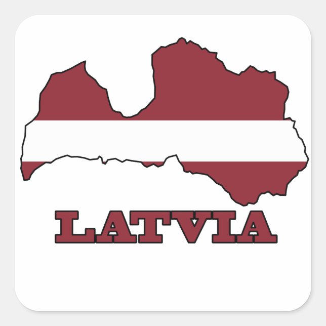 Flag in Map of Latvia Square Sticker (Front)