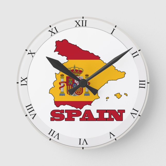 Flag in Map of Spain Round Clock (Front)